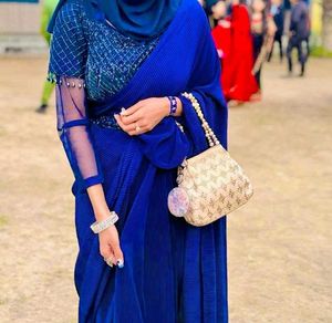 Elegant Navy Pleated Saree