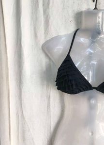 Black Ruffled Bikini Top