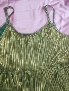 Green&amp;Golden Metallic Top For Party 🌻