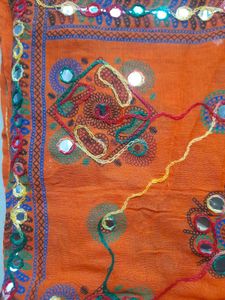 Vibrant Orange Embroidered Dupatta