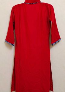 Women’s Red &amp; Teal Kurti Suit with Contrast