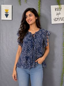 PEPE JEANS Blue Paisley Print Top