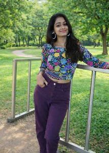 (combo offer)Floral Crop Top & Purple Jeans