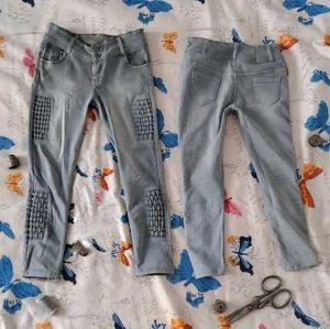 Light Grey High-Waisted Denim Jeans