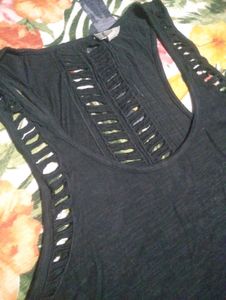 Black Tank Top with Cutout Detail