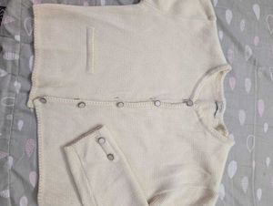 Cream Cropped Cardigan Jacket