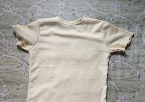 Cream T-Shirt with Black Flower Appliques