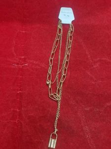 Layered Gold Lock Necklace