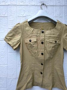 New with tag Pinterest Chic Yellow Button-Up Top