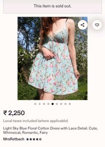 Light Sky Blue Floral Cotton Dress