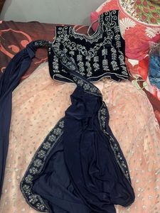 Embellished Velvet Lehenga Choli💙🩷