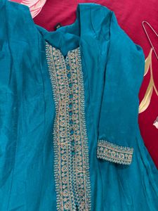 Teal Embroidered Kurta
