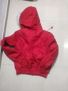 Red Faux Fur Trim Jacket JLO By Jennifer Lopez....