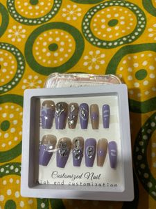 Diamond Rose Studded Star printed Dual Tone Nails