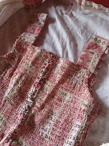 Elegant Pink Printed Kurta Set with Lace Jacket