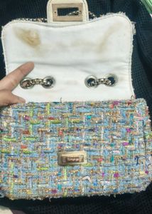 Cute Tweed Floral Chain Bag