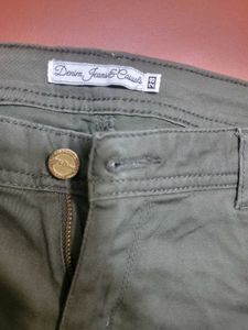 Olive Green Slick Fit Pants
