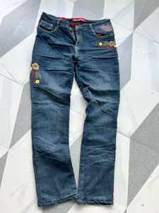 Embroidered Blue Denim Jeans