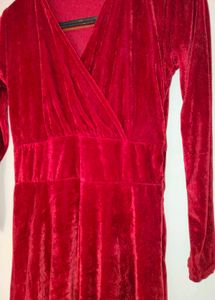 Elegant Red Velvet Dress