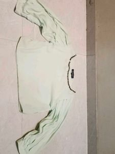 Light Green Embellished Round Neck Top