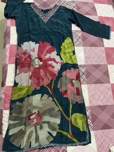 Navy Blue Silk Suit Set M Size (38)