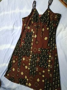 Retro Print Spaghetti Strap Dress