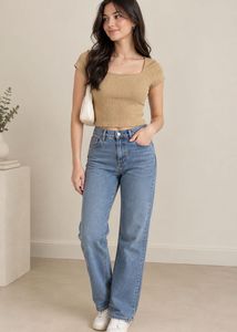 Ribbed Square Neck Crop Top