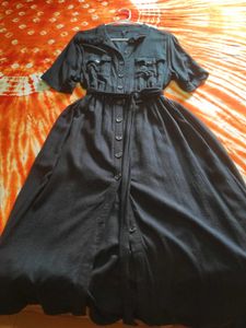 Shirt style Black midi dress