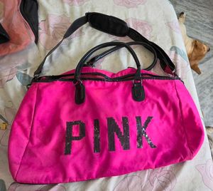 Bright Pink "PINK" Sequin Duffle Bag