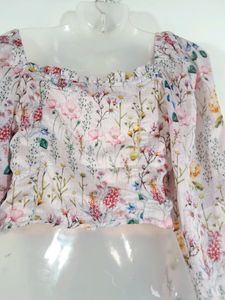 Pink Floral Printed Western Top (Women's)