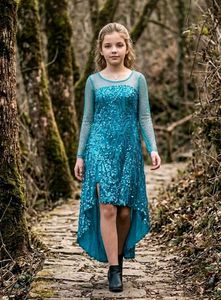 Stunning Sequined Teal Gown