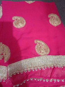 Pink Sare With  Stitched Blouse