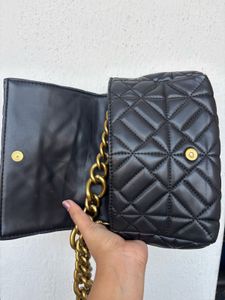 ZARA Black Quilted Chain Crossbody Bag
