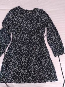 Floral Print Black Dress