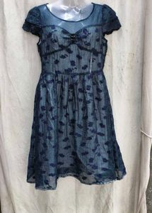 I. Chic Blue Floral Print Dress