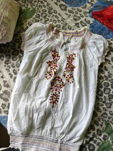 Boho Embroidered White Blouse