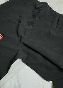 Wide Leg Slit Black Pants