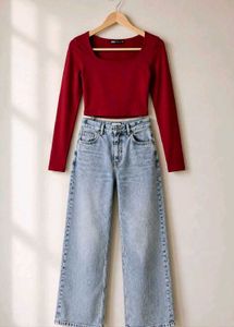 2 Trendy Wide Leg Jeans &amp; Tops