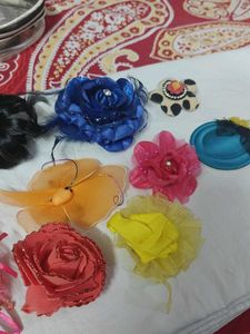 Hair Accessories - Flower Clips &amp; Scrunch