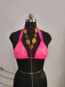 Sparkling Pink Sequin Bikini Top