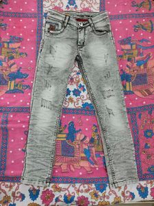 Grey Distressed Denim Jeans