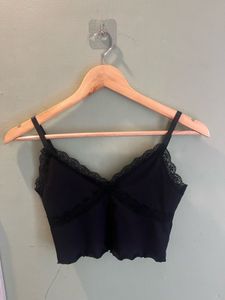 H&M Black Lace Trim Cami Top