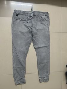 Gray Denim Jogger Pants