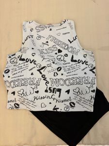 Graphic Tank Top &amp; Black Shorts Set