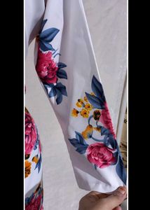 White Floral Print Kurta Set with Dupatta