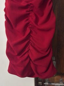Red Ruched Bodycon Dress