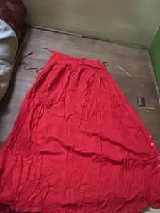 Red Embroidered Kurta with Mirror Work