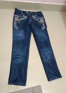 Y2K Blue Denim Jeans with Embroidery for 1