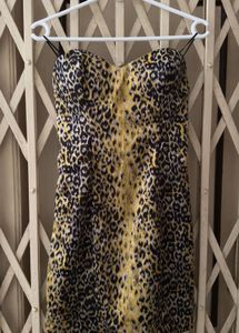 Leopard Print Strapless Mini Dress