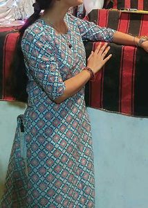 Blue Floral Print Kurta